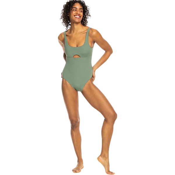 Roxy Pro The Double Line One Piece Swimsuit ERJX103588 - Agave Green